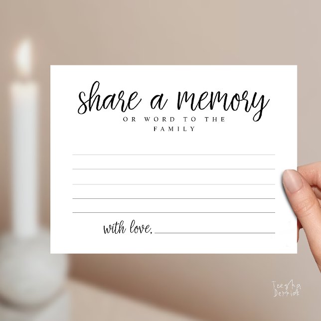 Funeral Service, Share a memory, Sympathy Card (Funeral Service, Share a memory, Sympathy Card, or word to family, Condolence card in Black White)