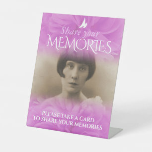 Funeral share your memories sign rose purple pink
