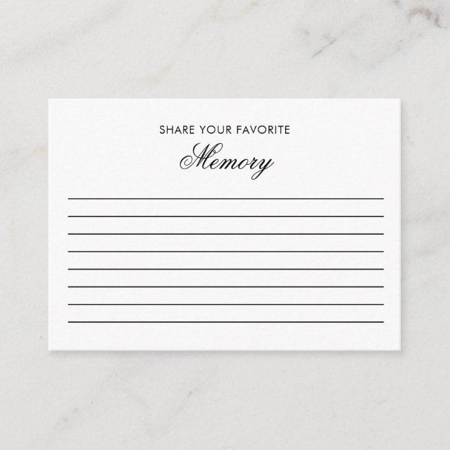 Funeral Share Your Memory Memorial Minimal Enclosure Card (Front)