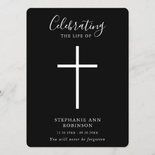 Funeral Simple Cross Black White Order of Service Programme