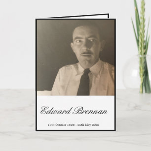 Funeral Simple Elegant Photo Order Ceremony Card