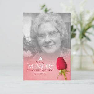 Funeral single red rose photo remembrance poem