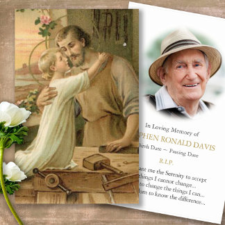 Funeral St Joseph The Worker Prayer Sympathy Cards