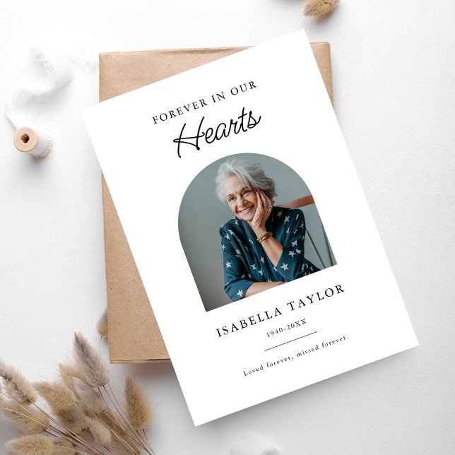 Funeral Sympathy Forever In Our Hearts Photo Thank You Card (Creator Uploaded)