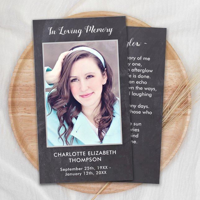 Funeral Sympathy Memorial Prayer Card Photo Slate (Creator Uploaded)