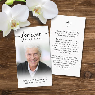 Funeral Sympathy Photo Forever Hearts Prayer Card