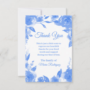 Funeral Sympathy Thank You Blue Floral Card