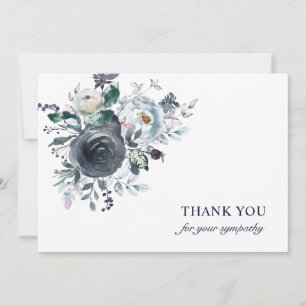 Funeral Sympathy Thank You Blue Watercolor Floral Card
