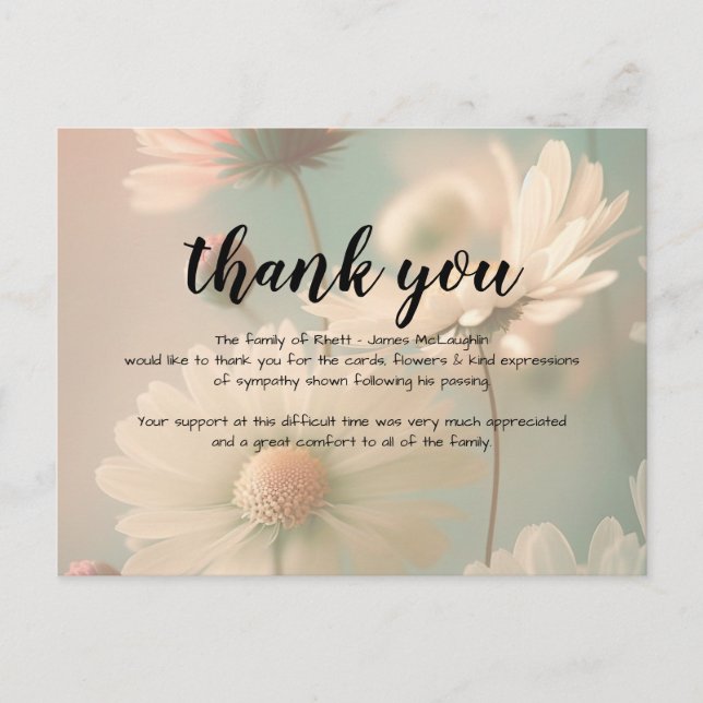 Funeral Sympathy Thank You Card (Front)