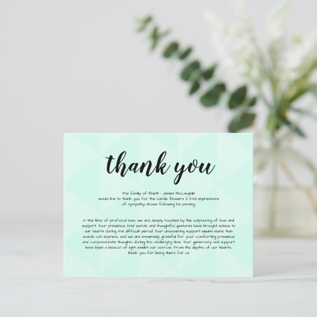 Funeral Sympathy Thank You Card (Standing Front)