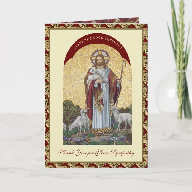 Funeral Sympathy Thank You Jesus Good Shepherd Card (Front)