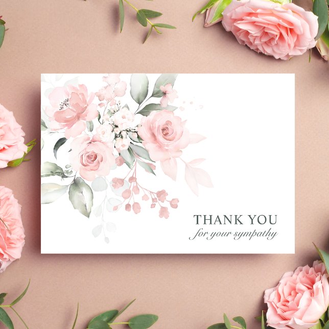 Funeral Sympathy Thank You Pink Watercolor Floral (Creator Uploaded)