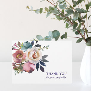 Funeral Sympathy Thank You Roses Watercolor Floral