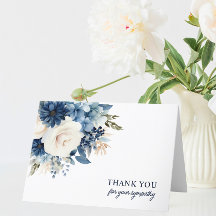 Funeral Thank You Blue Watercolor Floral  | PHOTO