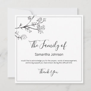 Funeral Thank You Branches and Butterfly One Photo Card