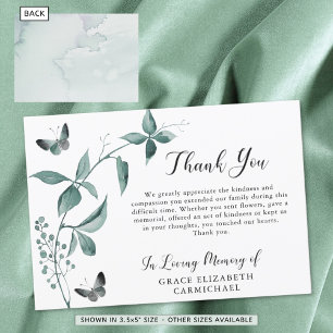Funeral Thank You Butterfly Botanical Green