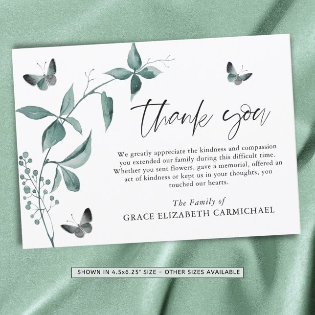 Funeral Thank You Butterfly Botanical Script (Creator Uploaded)