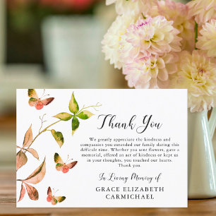 Funeral Thank You Butterfly Botanical Watercolor