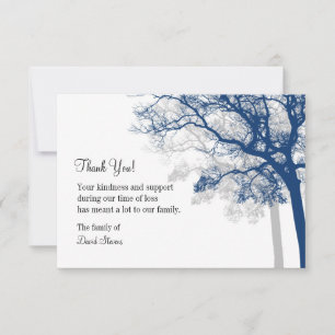 Funeral Thank You Card - Navy & Grey Trees 3 1/2x5