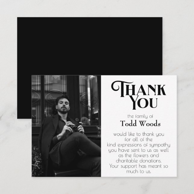 Funeral Thank You Card, Sympathy Thank You Card (Front/Back)