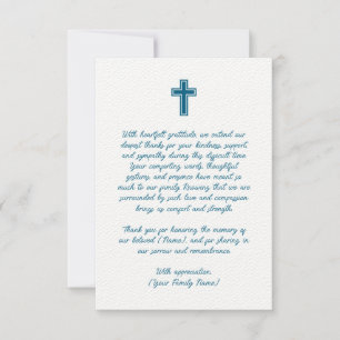 Funeral Thank You Card with a Cross