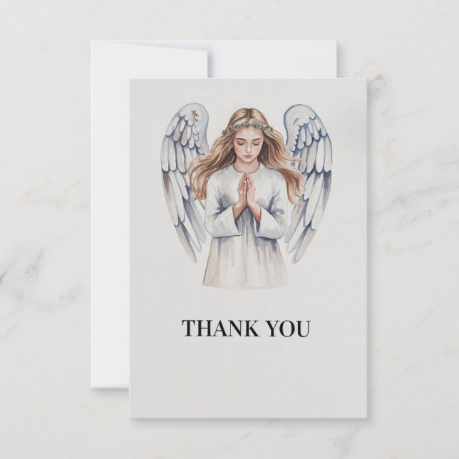 Funeral Thank You Card with a Heavenly Angel (Front)