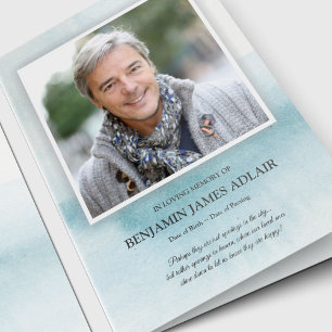 Funeral Thank You Cards   Blue Watercolor Wash