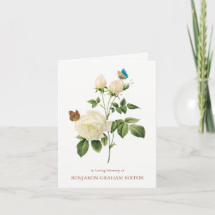 Funeral Thank You Cards Butterflies & White Roses