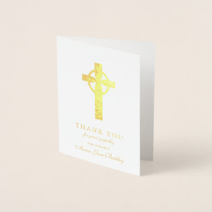 Funeral Thank You Cards   Gold Cross 1 Foil