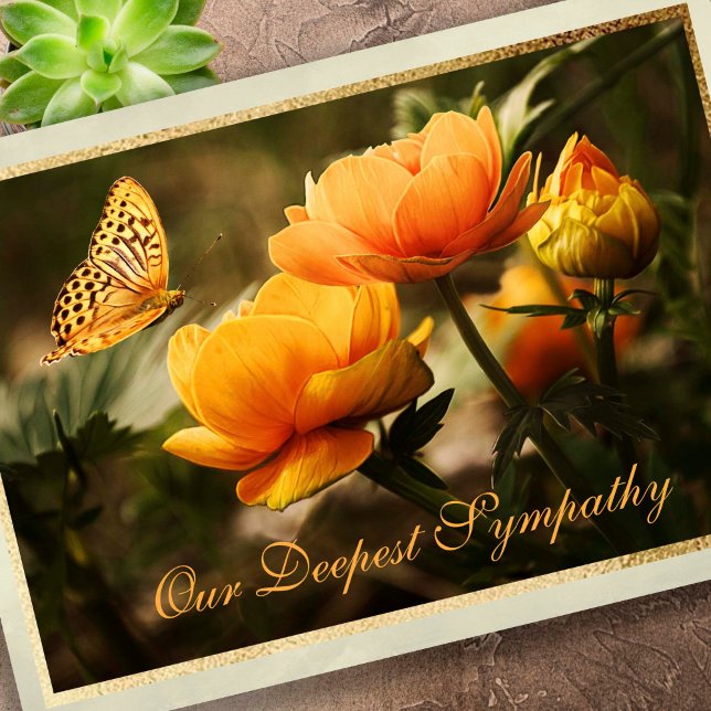 Funeral Thank You Cards | Heartfelt Butterfly (Our Deepest Sympathy, Memorial Bereavement Sympathy Card)