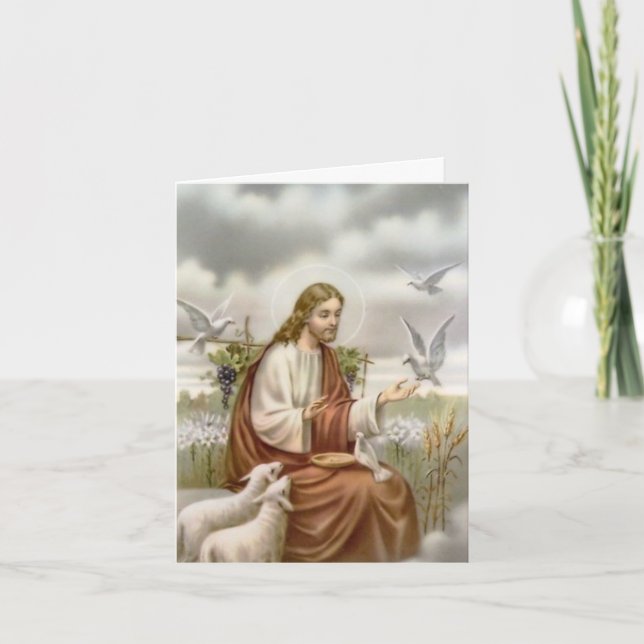 Funeral Thank You Cards | Jesus with Doves 3 (Front)
