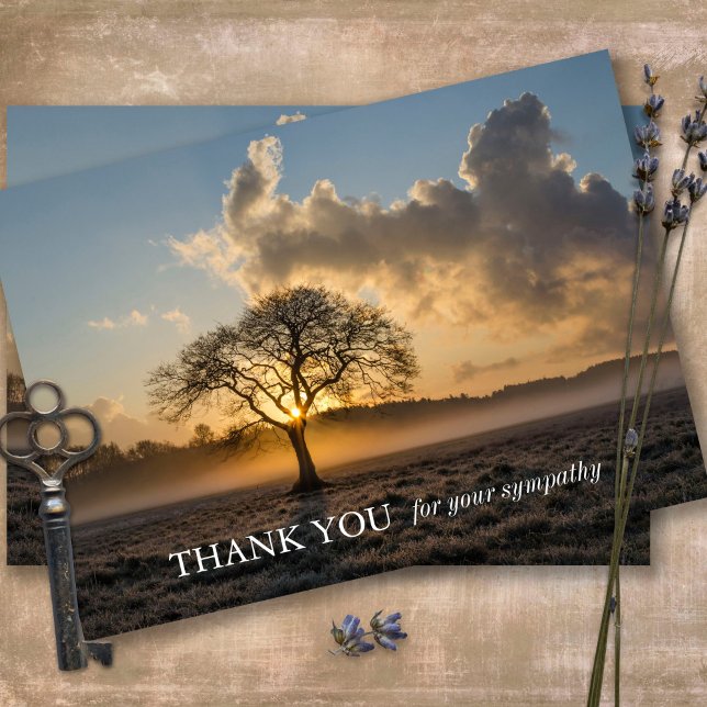 Funeral Thank You Cards | Lone Tree (Sympathy Photo Celebration of Life, In Loving Memory, Forever in our Hearts Funeral thank you cards)