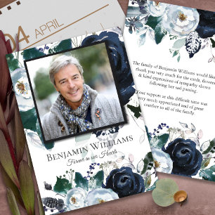 Funeral Thank You Cards   Navy Peony