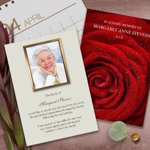 Funeral Thank You Cards   Red Rose