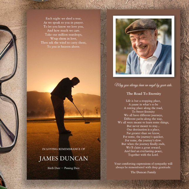 Funeral Thank You Cards | Sunset Golf (Sympathy Bereavement Memorial Sunset Golf Funeral Keepsake, funeral thank you card)