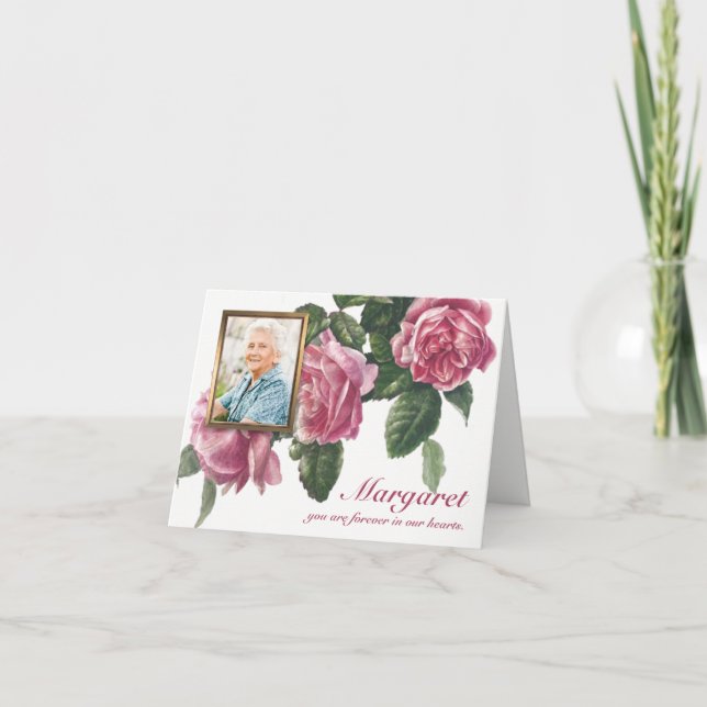 Funeral Thank You Cards | Tea Rose & Photo (Front)