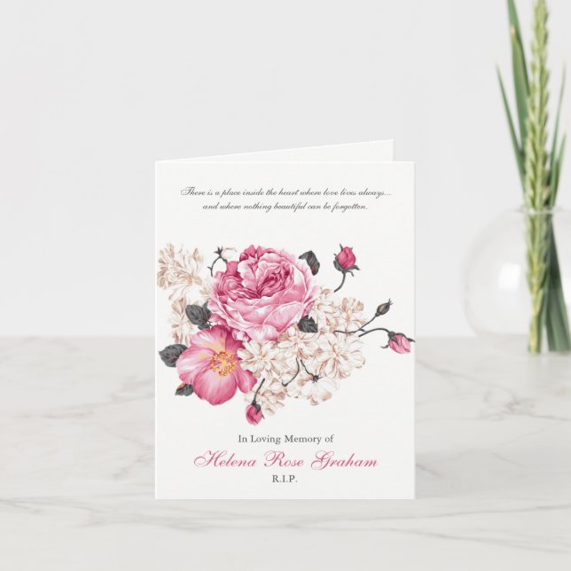 Funeral Thank You Cards |  Vintage Roses 3 (Front)