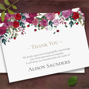 Funeral Thank You Cards   Vintage Watercolor Roses