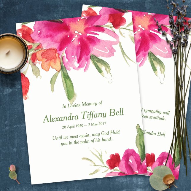 Funeral Thank You Cards | Watercolor Florals Note (funeral thank you cards, bereavement, elegant, simple, celebration of life, sympathy card)