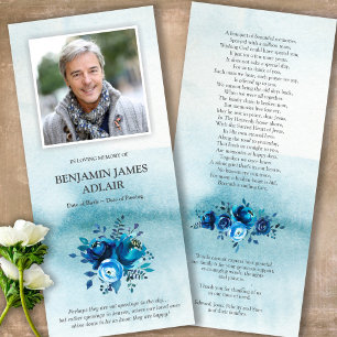 Funeral Thank You Cards   Watercolor Wash & Flower