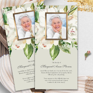 Funeral Thank You Cards White Rose & Photo