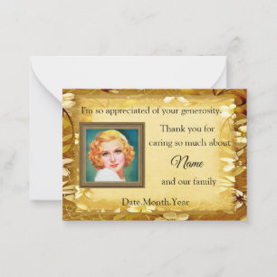 Funeral Thank You Cards With Brown Floral Frame