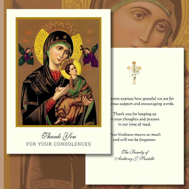 Funeral Thank You Condolence Catholic Elegant Card (Creator Uploaded)