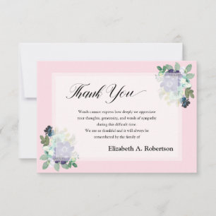 Funeral Thank You Elegant Purple Flowers Card
