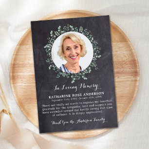 Funeral THANK YOU Eucalyptus Sympathy Slate Photo Card