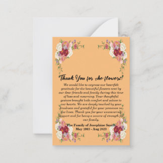 Funeral Thank You For Flowers After Death Card