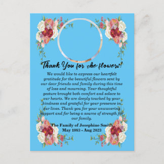 Funeral Thank You For Flowers After Death Postcard