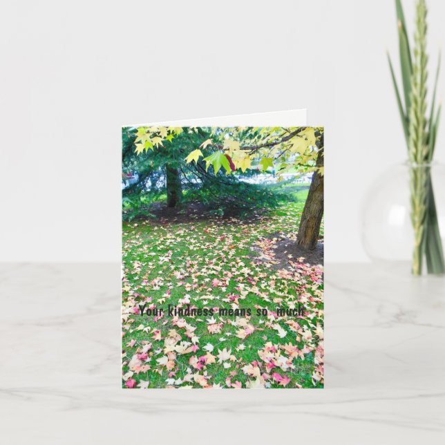 Funeral -Thank You from Family Autumn Leaves Thank You Card (Front)