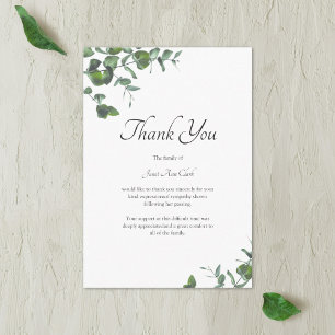 Funeral Thank You Green leaves Note Card