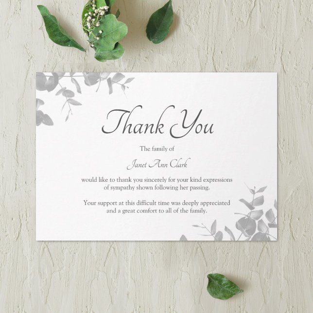 Funeral Thank You leaves Note Card (Creator Uploaded)